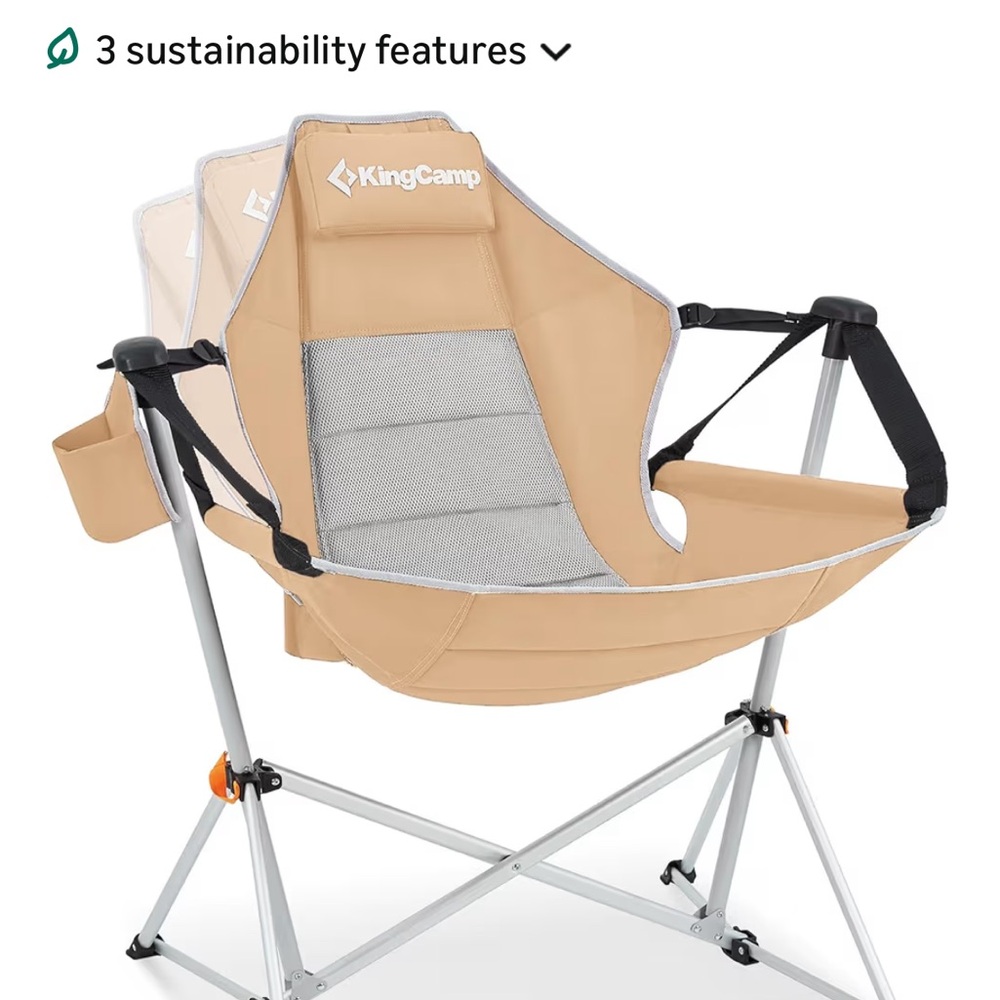 KingCamp Beige Portable Camping Swinging Hammock Chair with Mesh Back